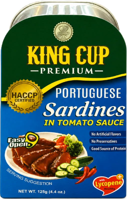 King Cup PREMIUM SARDINES PORTUGUESE · IN TOMATO SAUCE 125 G