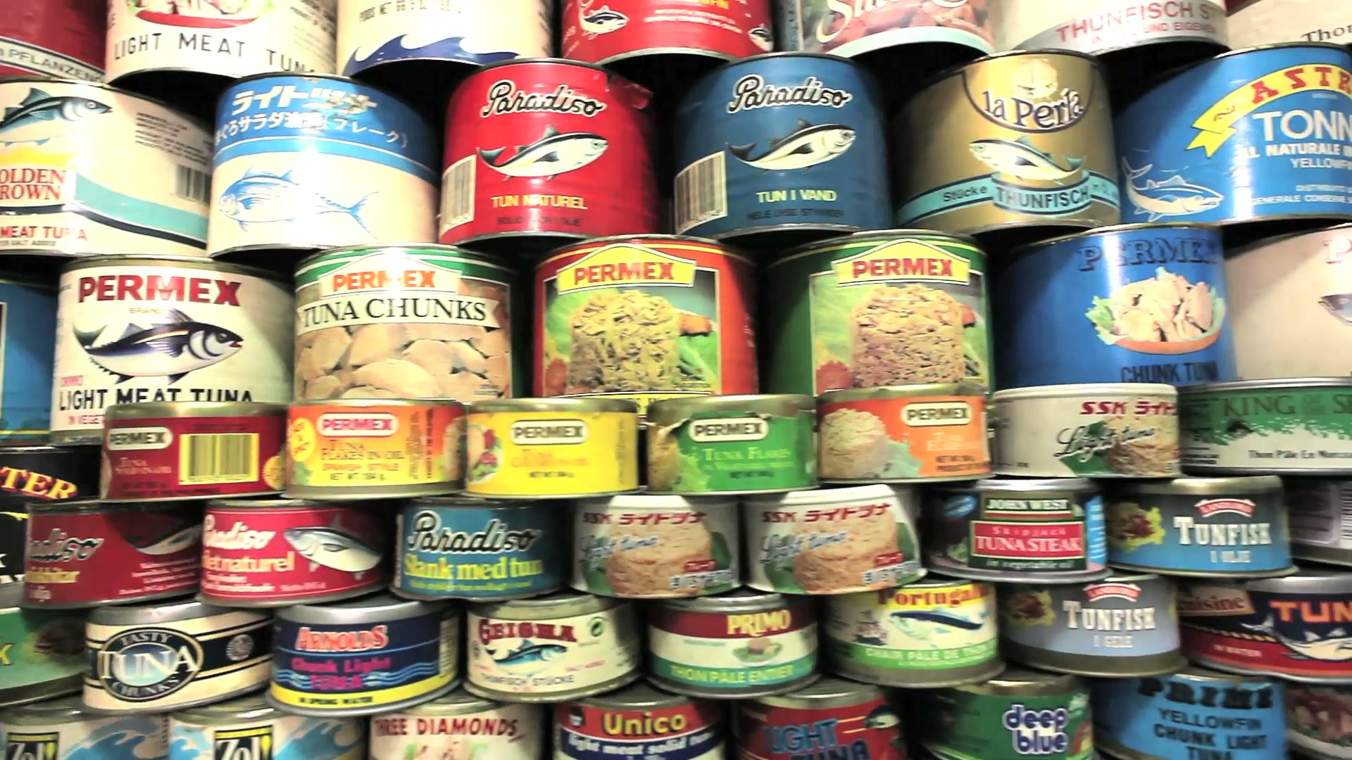 Still from Permex AVP 2015 Canned tuna and sardine packaging shown in Permex's 2015 product portfolio